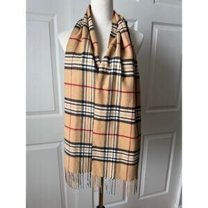 V. Fraas Cashmink Tan Red Black Plaid Scarf | Made in Germany